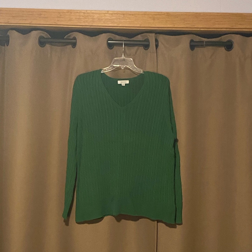 Green V-Neck Women's Sweater